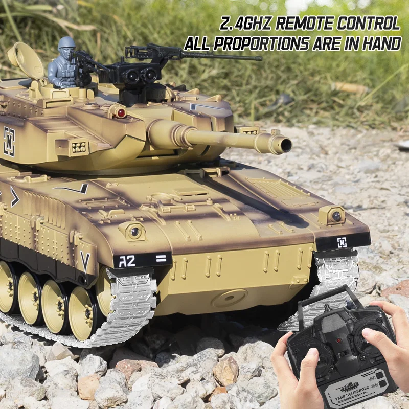 Rc Tank Large 44Cm Remote Control Tank with Alloy Track Bullet Shotting Battle Tanks Electric Military Army Toys for Boys Gift images - 6