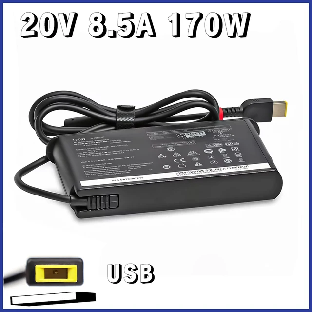Chargeur adaptateur d'alimentation USB pour ordinateur portable, 170W, 20V, 8,5 a, pour Lenovo Thinkpad P1 P50 P51 P52 P53 P70 P73 W540 W541 T540P Yoga 15 45N0487 1