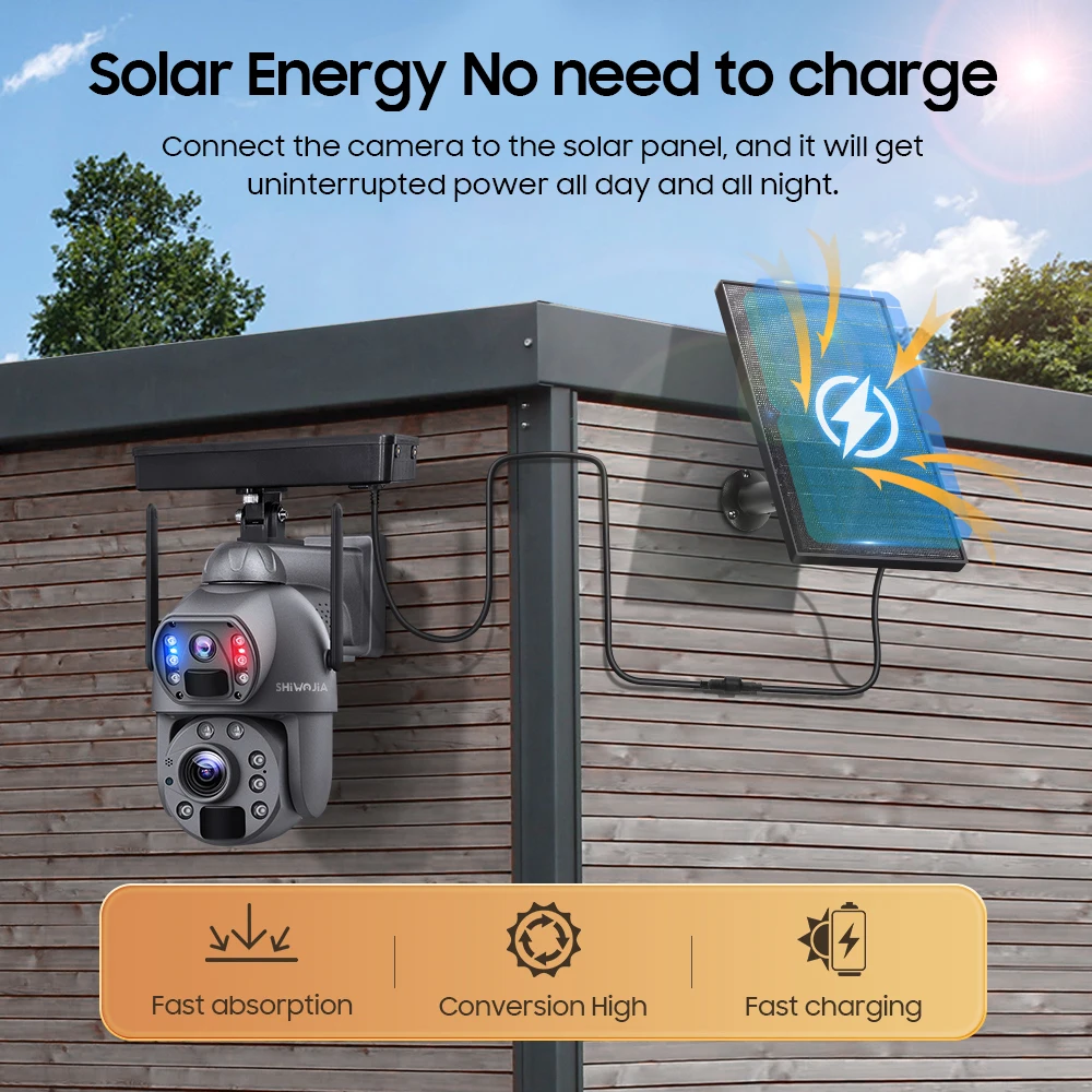 SHIWOJIA 36X ZOOM 12MP 4G SIM Solar Camera Outdoor 360° Wireless WIFI Battery Security Cameras with Solar Panel PIR Night Vision 2