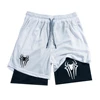 Y2K Performance Shorts Men Spider Printed GYM Casual Sports Compression Shorts Workout Running Mesh 2 In 1 Sport Short Pants 2