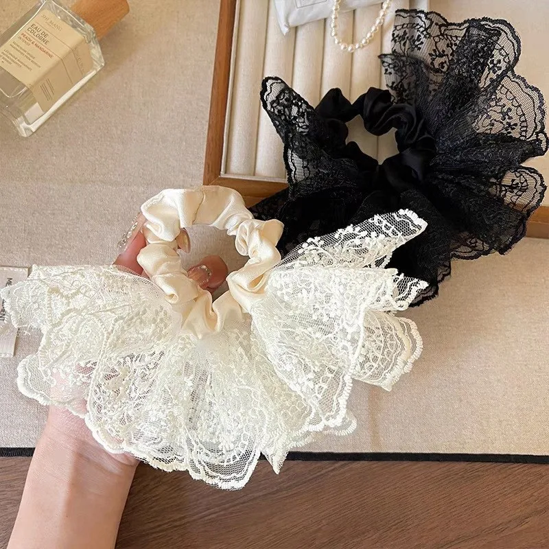 Women's Elegant Lace Double-Layer Hair Scrunchies - Sweet and Fashionable Kawaii Accessories