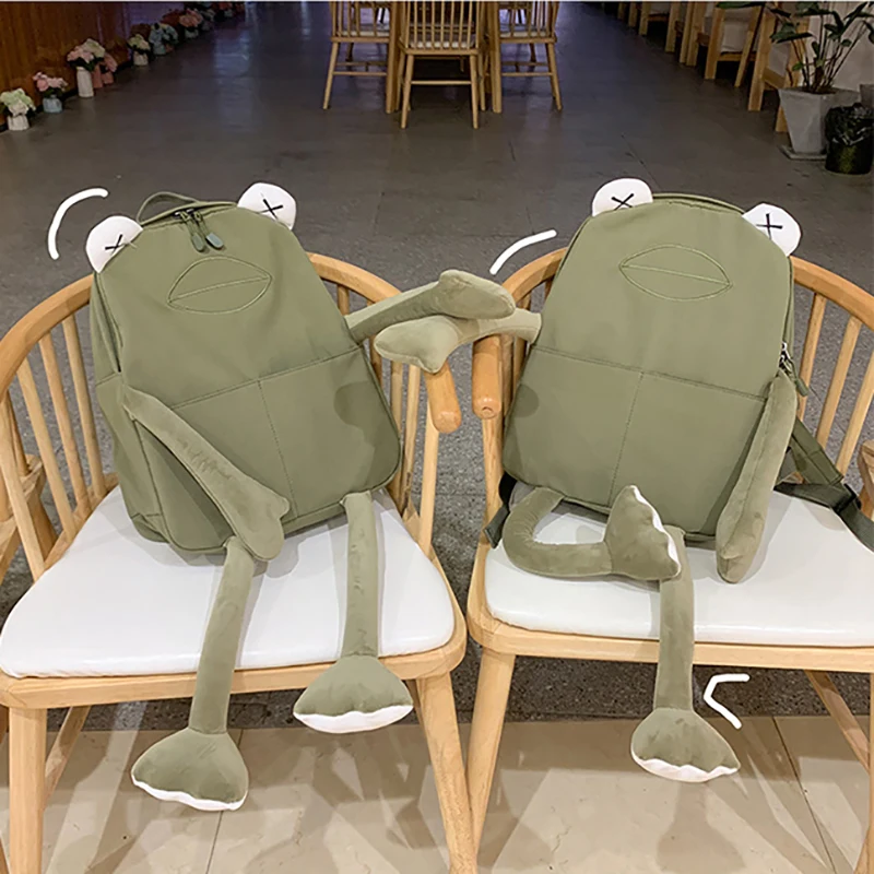 Personalized Frog Mochila School Bag Waterproof Canvas Backpack For Teenage Cute Cartoon Shoulder Travel Casual New Holiday Gift |