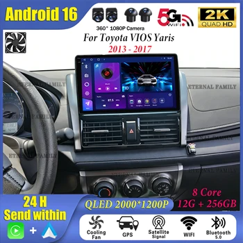 Radio Multimedia para Auto con Pantalla 2K y Android 16 Carplay para TOYOTA VIOS YARIS 2013-2016, Autoradio GPS Estéreo 1