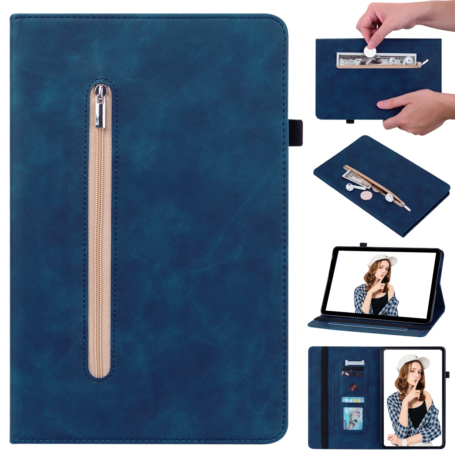 Custodia A Portafoglio In Pelle Con Cerniera Per Ipad Pro 12.9 2020/2018 Pro 2021 12 9 Stand Flip Card Solt Cover A2229 A2069 A2232 A2233 A2378