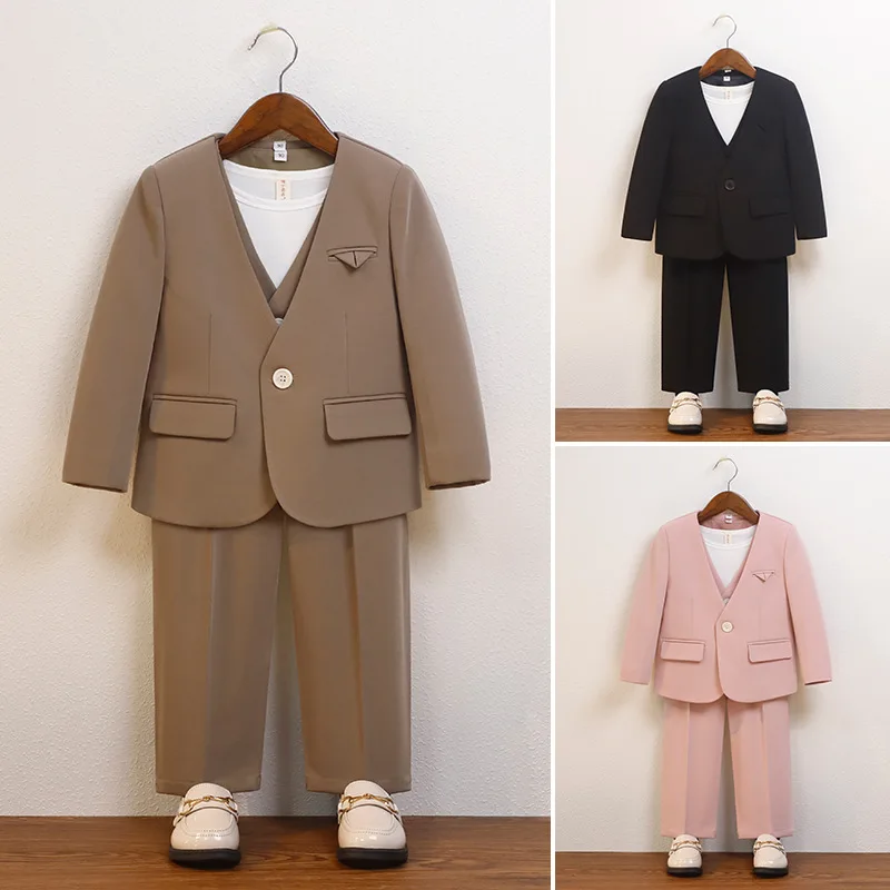 

Boys Japan Oguri Shun Suit Kids Jacket Vest Pants Necklace 4PCS Ceremony Tuxedo Dress Children Photograph Performance Costume