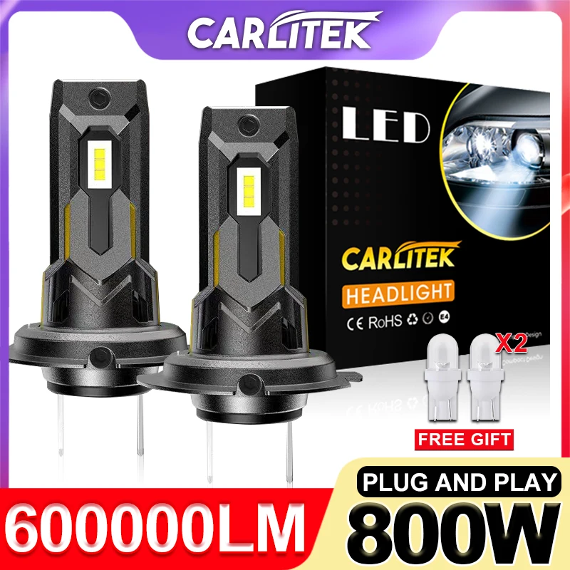 800W Fanless H7 LED Bulb 1:1 Mini Size Head Lamp Wireless 600000LM CSP LED Chips H7 Car Headlight Bulb 6500K White 12V
