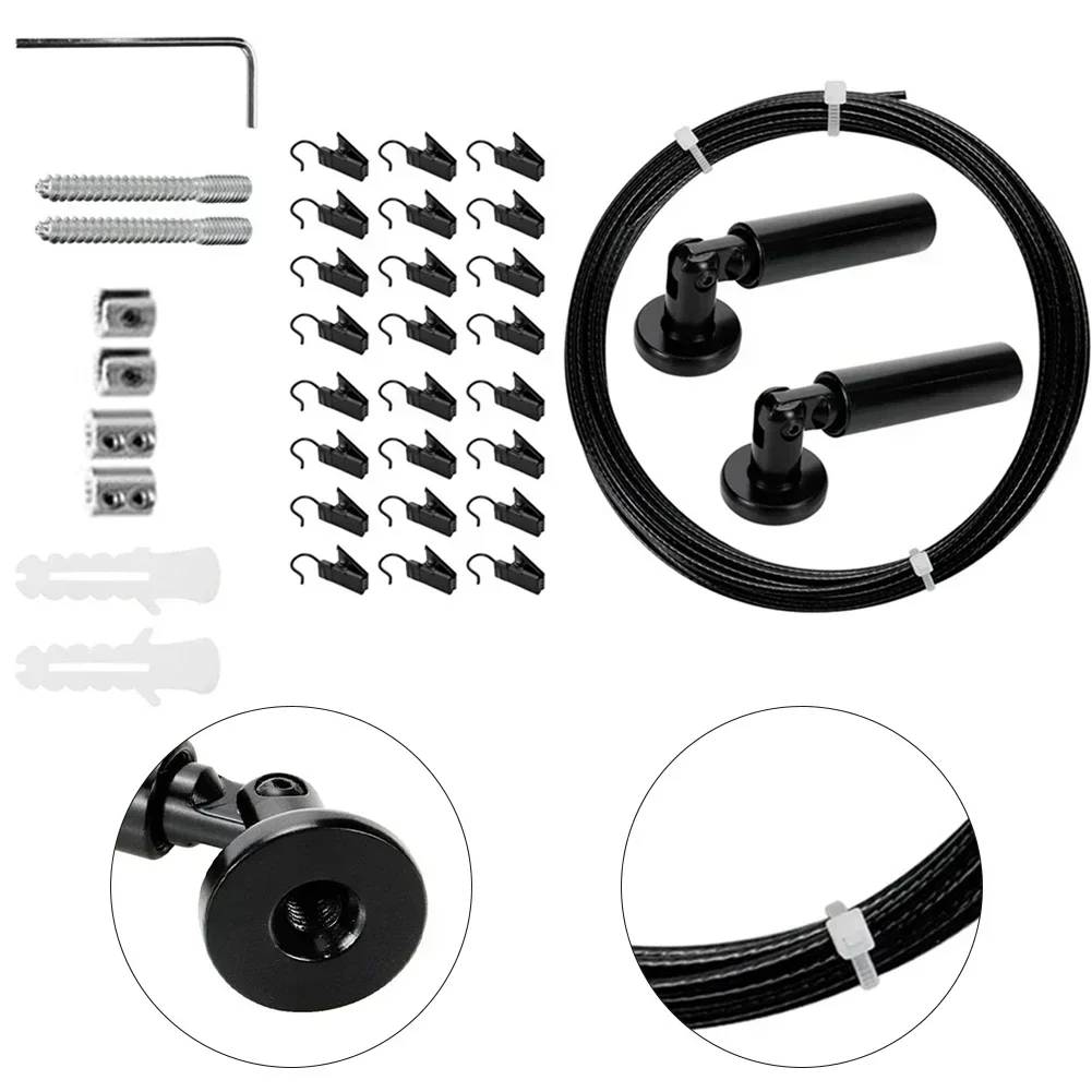 Adjustable Curtain Drape Wire Rod Wall Mount Easy Installation Stainless Steel 5-meter-long Wire Rope