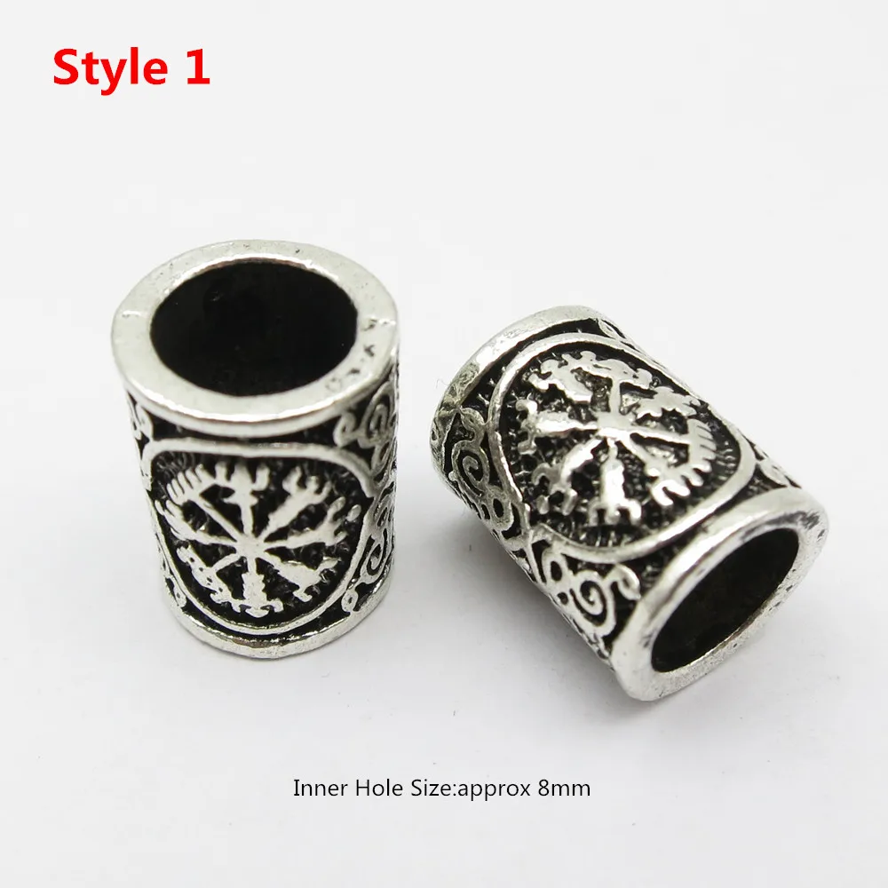 5pcs/2pcs Big Hole Rune Metal Viking Jewelry Beads For Hair Beard Dreadlock Braid hair braid accessories ring beads ring beads hair extensions tools For men women Hair Accessories