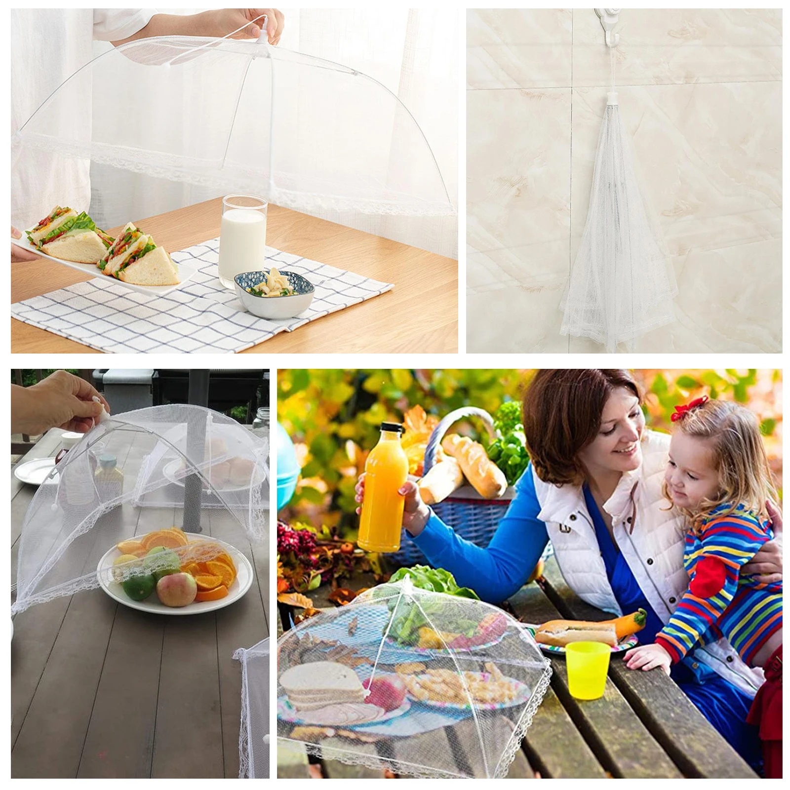 5Pack Food Cover Food Tent Pop-Up Mesh Covers Tents Reusable Collapsible Net For Outdoors Picnics Camping Party