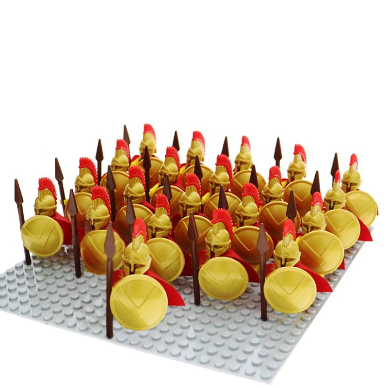 

Medieval Roman Knight Crusades Spartacus Eomer King Haldir Urukhai Solider Figures With Spear Building Block Kids Steam Toys