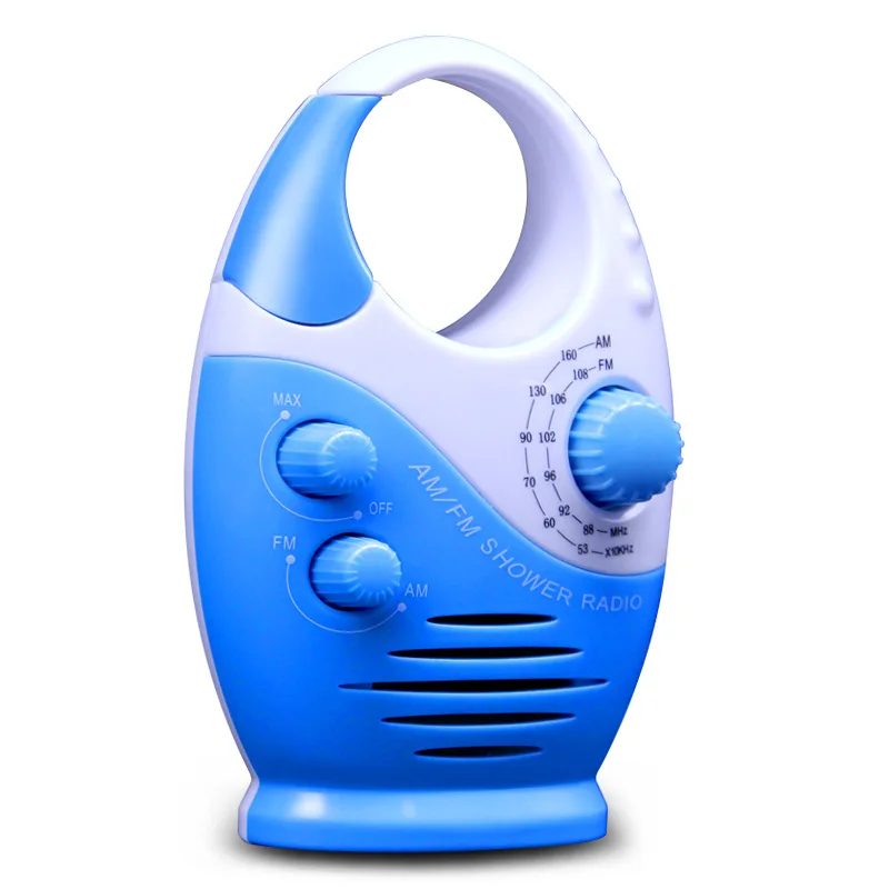 Portable Shower Radio, Bathroom Radio, AM FM Hook Type, Waterproof, Broadcast Music, Shower Speaker, Radio, Blue, Compact Radio - 4