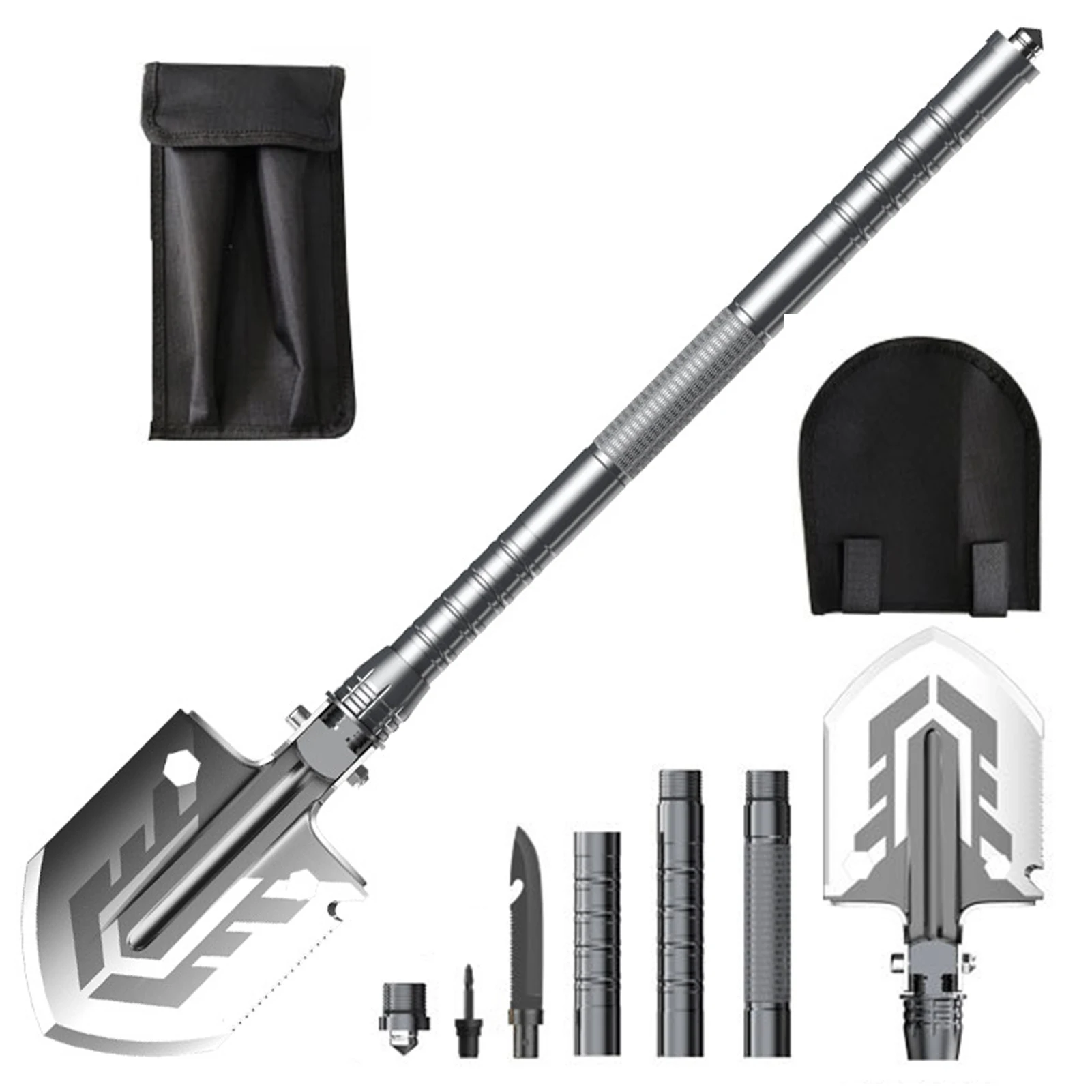 

Outdoor Shovel Camping Shovel Survival Equipment Multifunctional Self-Defense Fishing Folding Square Pick Hoe for Hiking Hunting