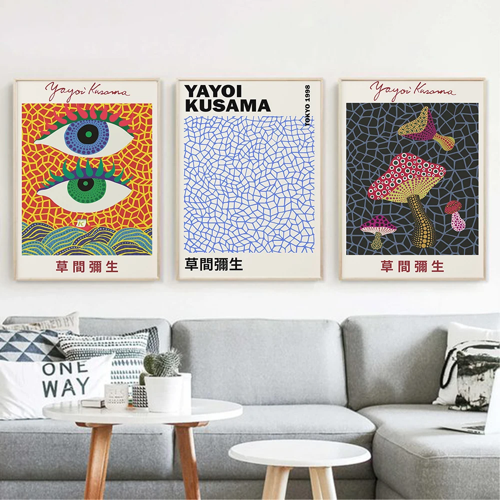 Vintage Yayoi Kusama Exhibition Posters Wall Art Canvas Painting Print Pictures Museum Art Gallery Living Room Home Decoration