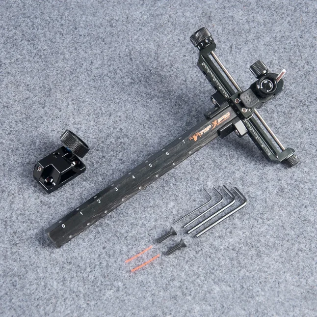 Topoint TR1003 Recurve Bow Sight 9'' Left hand Right Hand 1 Pin Sights Carbon Fiber Bracket for Archery Shooting Hunting Target