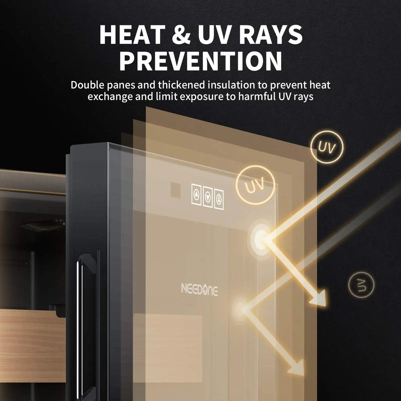 NEEDONE 48L Capacity Cigar Humidor with Heating & Cooling Temperature Control System Quiet Thermostatic Electric Cabinet Cooler 3
