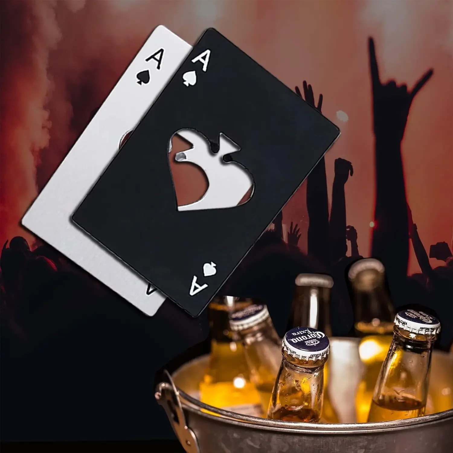Black White Creative Stainless Steel Bottle Opener Poker Ace of Spades Pocket Card Wine Beer Soda Cap Decapper Kitchen Tools