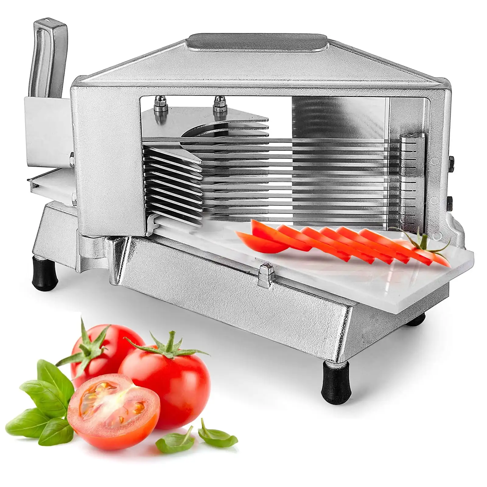 

Commercial Tomato Slicer 1/4" Heavy Duty Tomato Slicer Tomato Cutter with Built in Cutting Board for Restaurant or Home Use