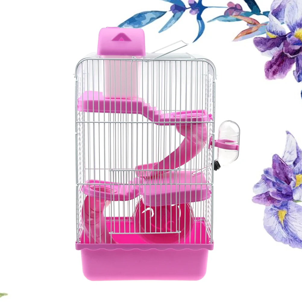 

Three Layers Hamster Cage Includes Water Bottle Exercise Wheel Dish Hamster Hide- Out Small House for Pets Chinchilla Hamster