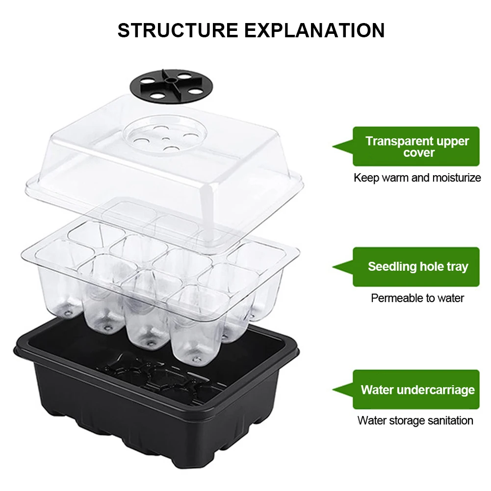 6/12Holes Seedling Trays Seed Starter Tray Adjustable Ventilation Humidity Seedlings Germination Tray For Seeds Growing Starting seed starter tray seedling tray