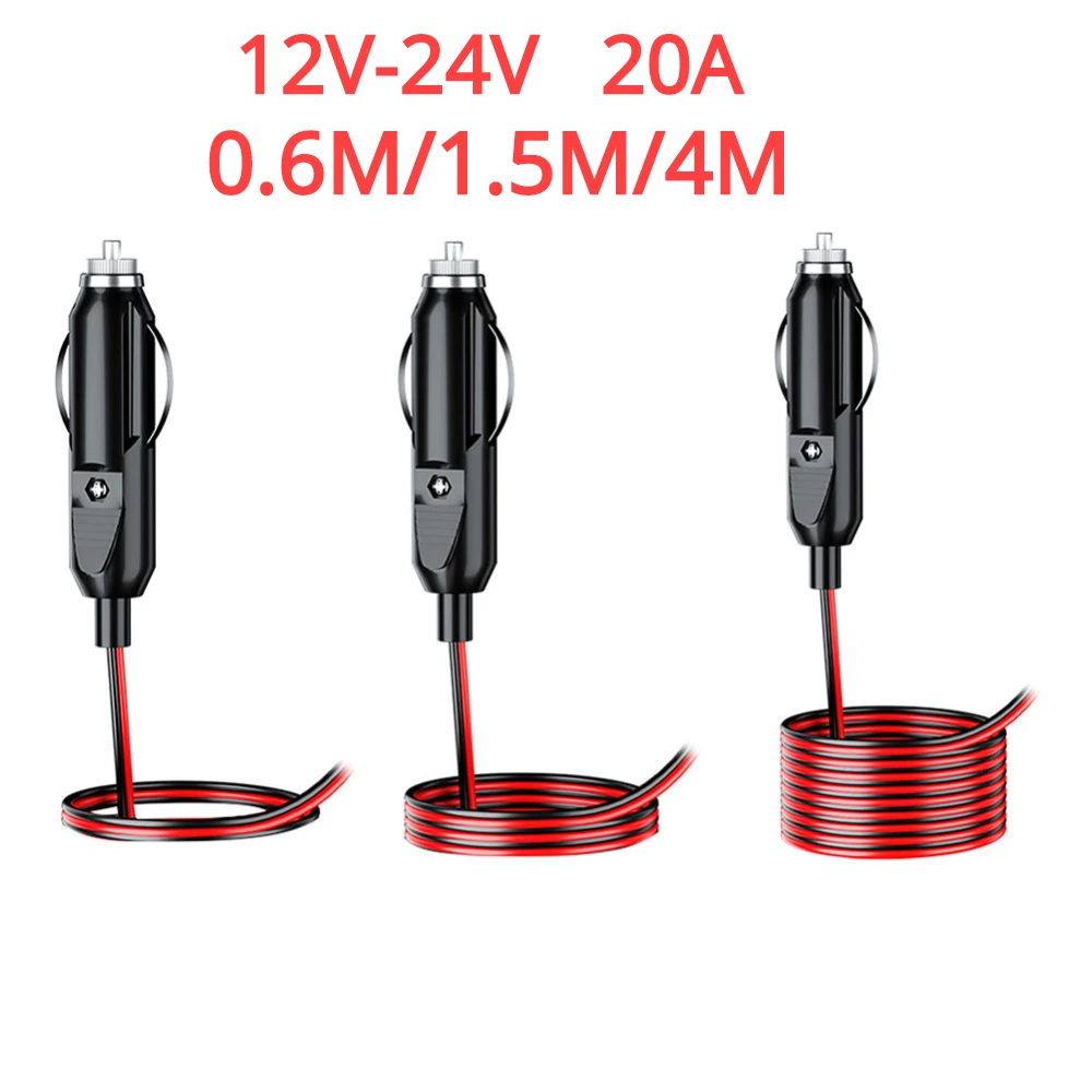 Universal High-Temperature Resistant Car Cigarette Lighter Plug with Indicator Light, 20A Fused Connector
