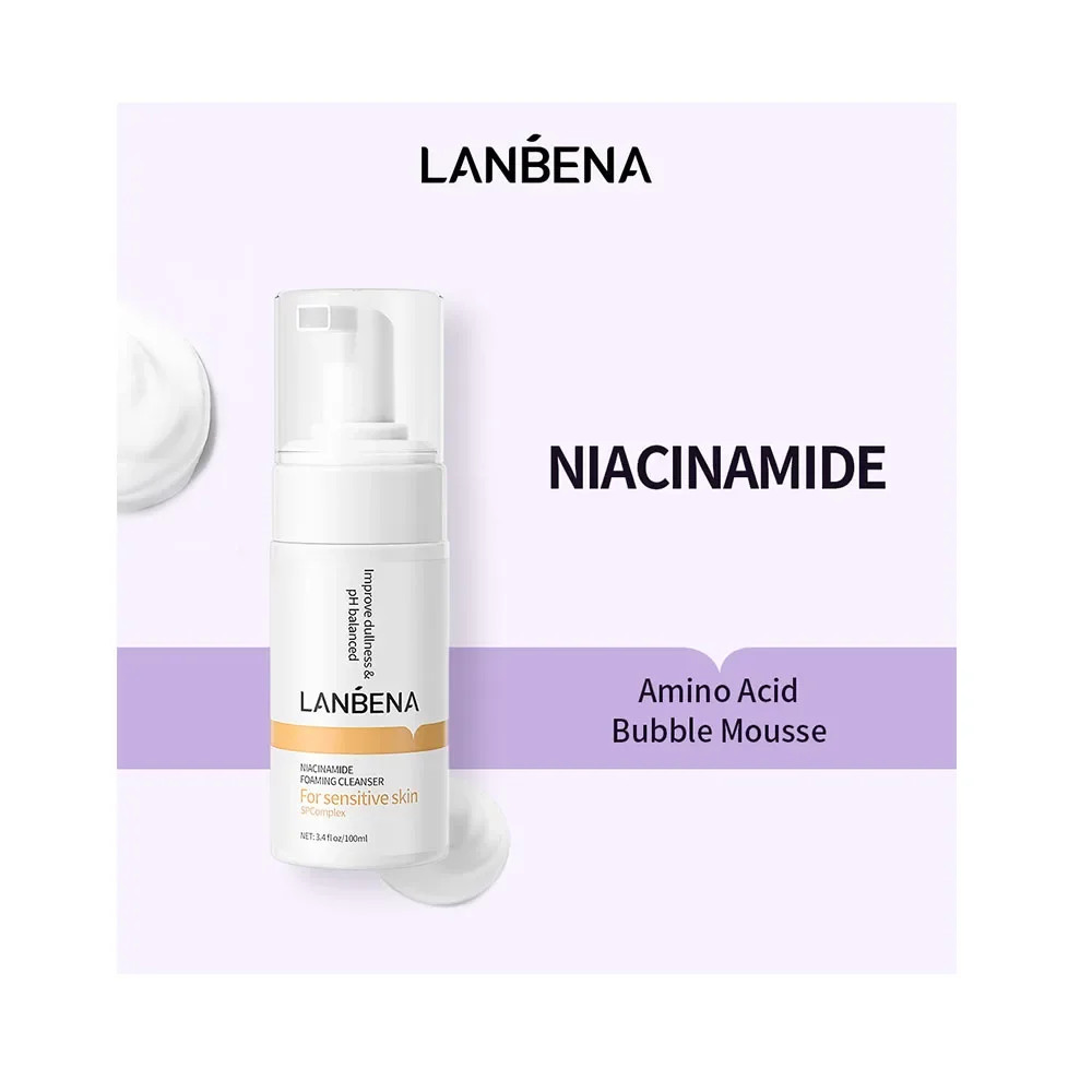 LANBENA Niacinamide Whitening Facial Foam CleanserFull Bubble Foaming Deep Cleaning Mousse Skin Care 150ml foam cleaner for white shoe stain remover strong decontamination whitening sneaker cleaner shoe maintenance cleaning agent
