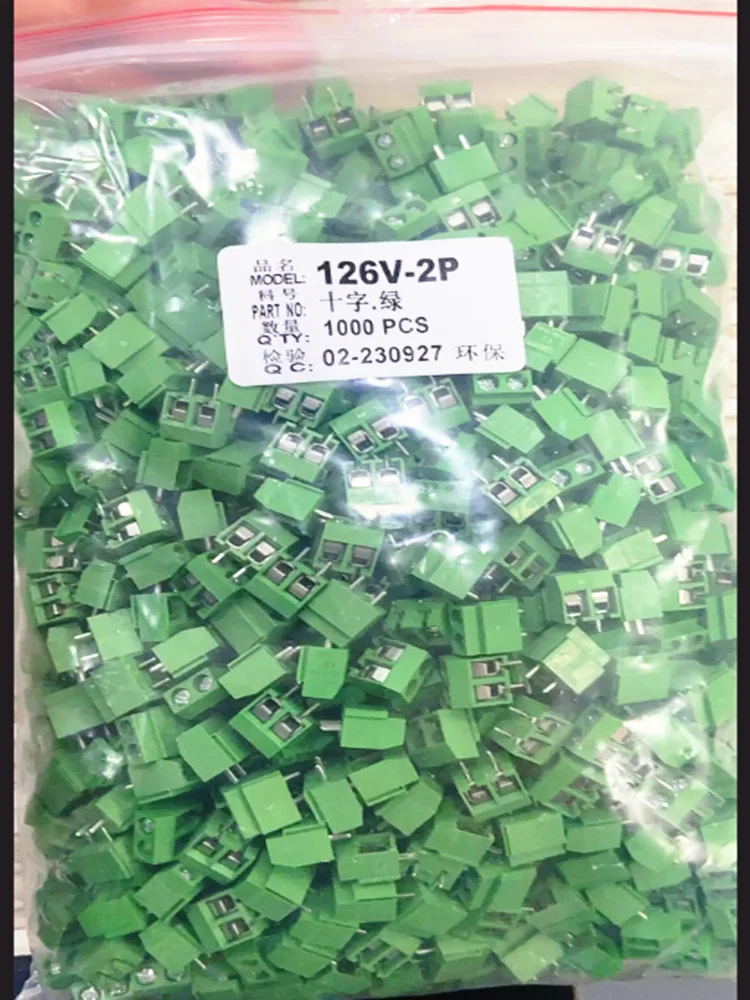 PCB Terminal Block 100 pcs 2 Pin Screw Green PCB Terminal Block Connector 5mm Pitch