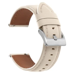 Elegant Vintage Leather Watch Strap - Quick Release in Black, Brown, or Grey - 22mm (White)