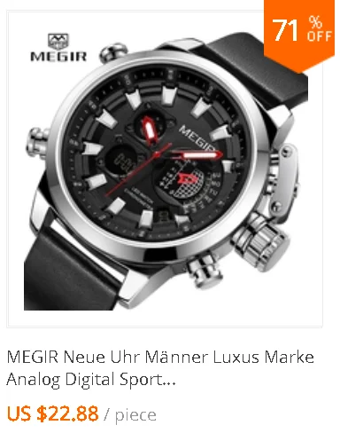 MEGIR quartz male watches Genuine Leather watches racing men Students game Run Chronograph Watch male glow hands for Man 2015G