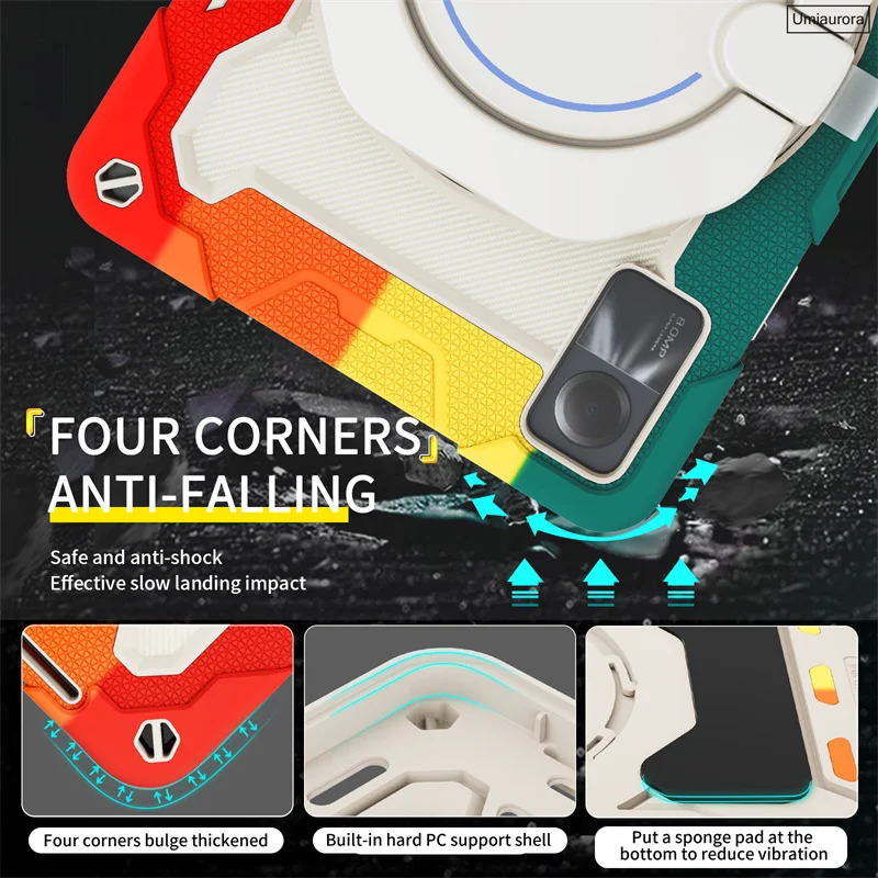 Shockproof Rugged Tablet Case with Pull Ring Stand