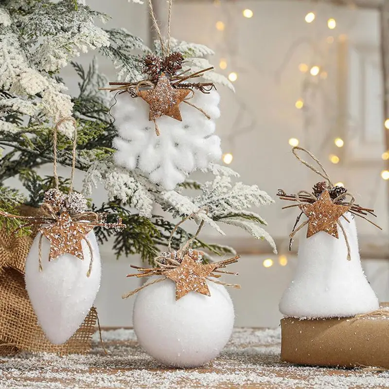 Diámetro 80MM Bola de Navidad blanca copo de nieve gota de agua campana de Navidad  decoración de árbol adornos colgantes de árbol decoración de bolas de  regalo - AliExpress