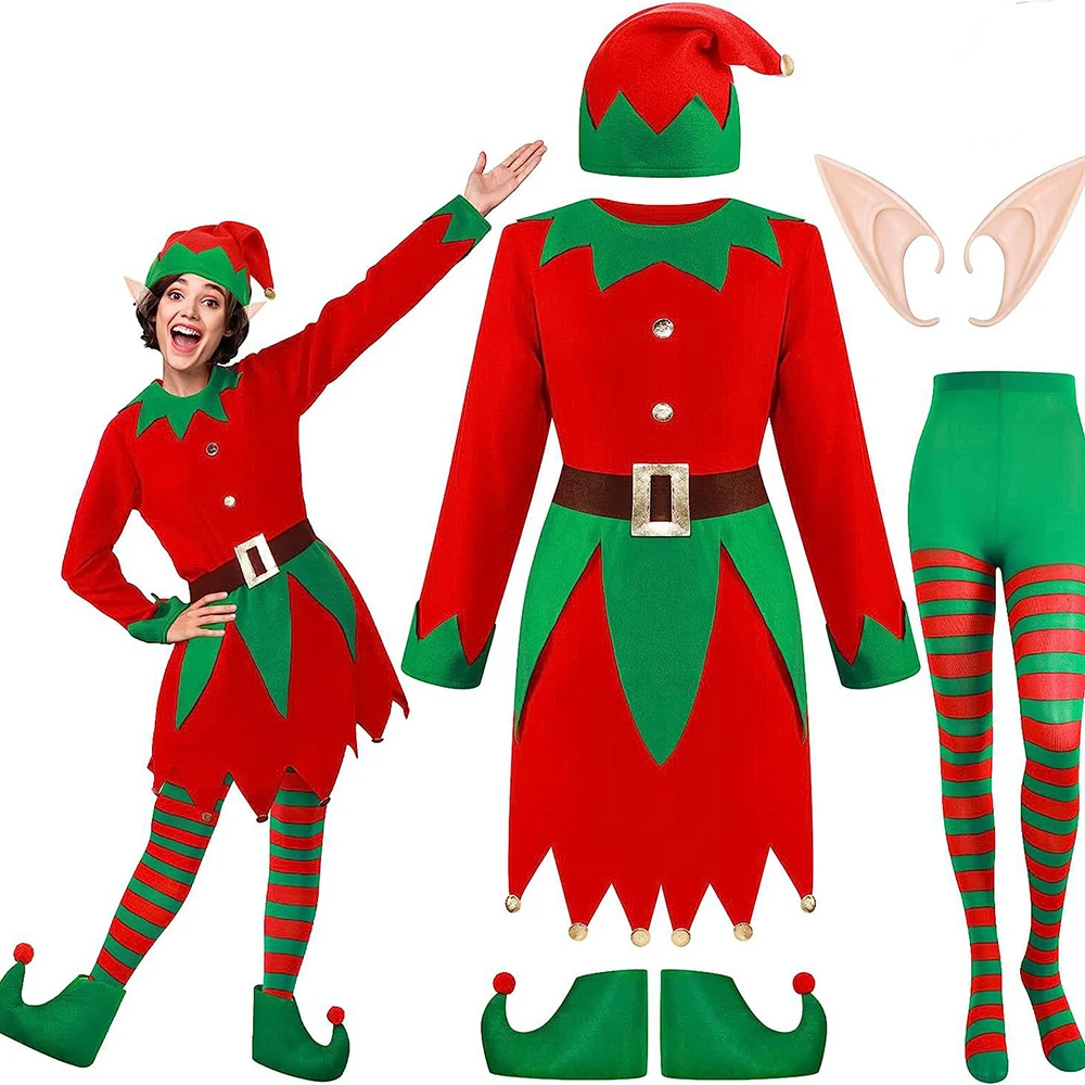 cosplay costume,santa claus costume Christmas Elf Costumes Adult Santa Claus Cosplay Suit Family Matching Clothes Set Women Men Kids Carnival Dress New Year Outfit