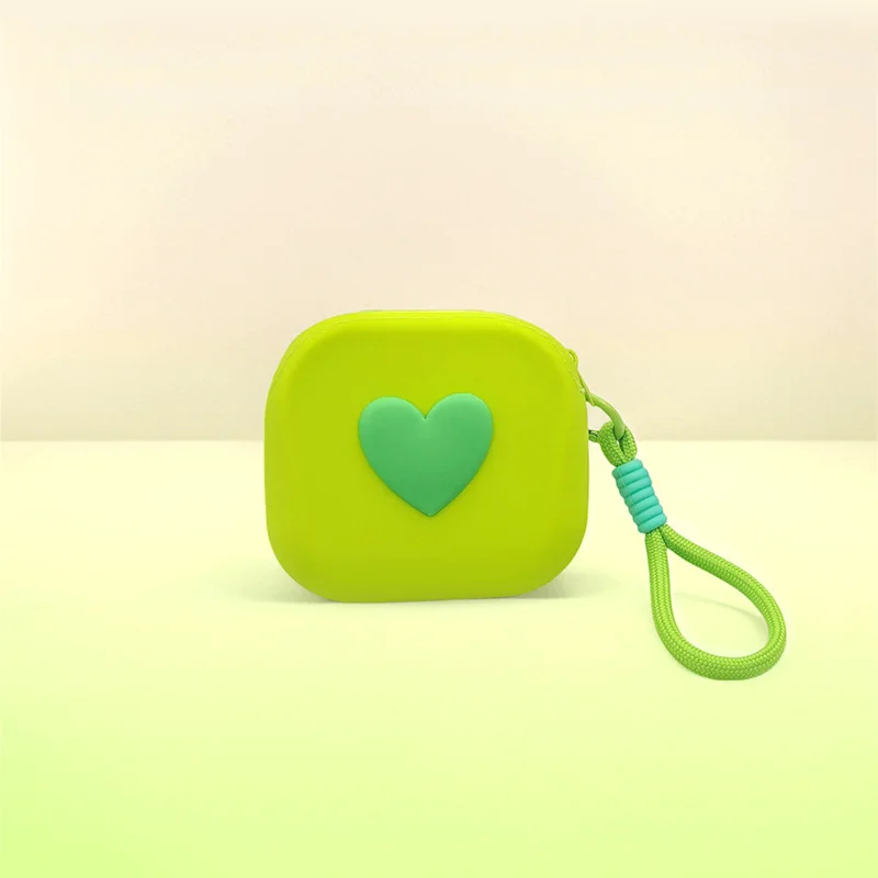 1Pc Love Heart Silicone Storage Bag Square with Lanyard Mini Cosmetic Bag Multifunctional Waterproof Coin Purse Earphone Storage