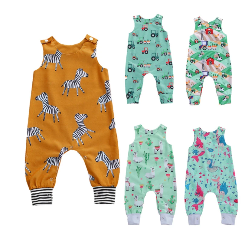 2022 Newborn Baby Boys Girls Cotton Romper Sleeveless Button Jumpsuit Playsuit Overalls Outfits Clothing bulk baby bodysuits	