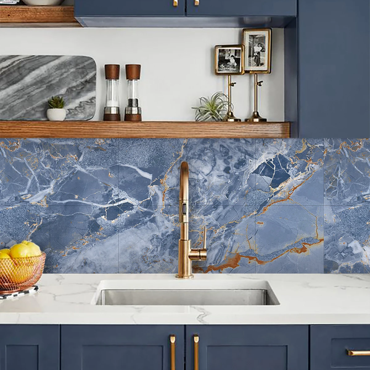PVC Self-adhesive Ceramic Tile Stickers Waterproof Oil Proof Kitchen Bathroom Living Room Wall Floor Decoration 10pcs/set wall stickers