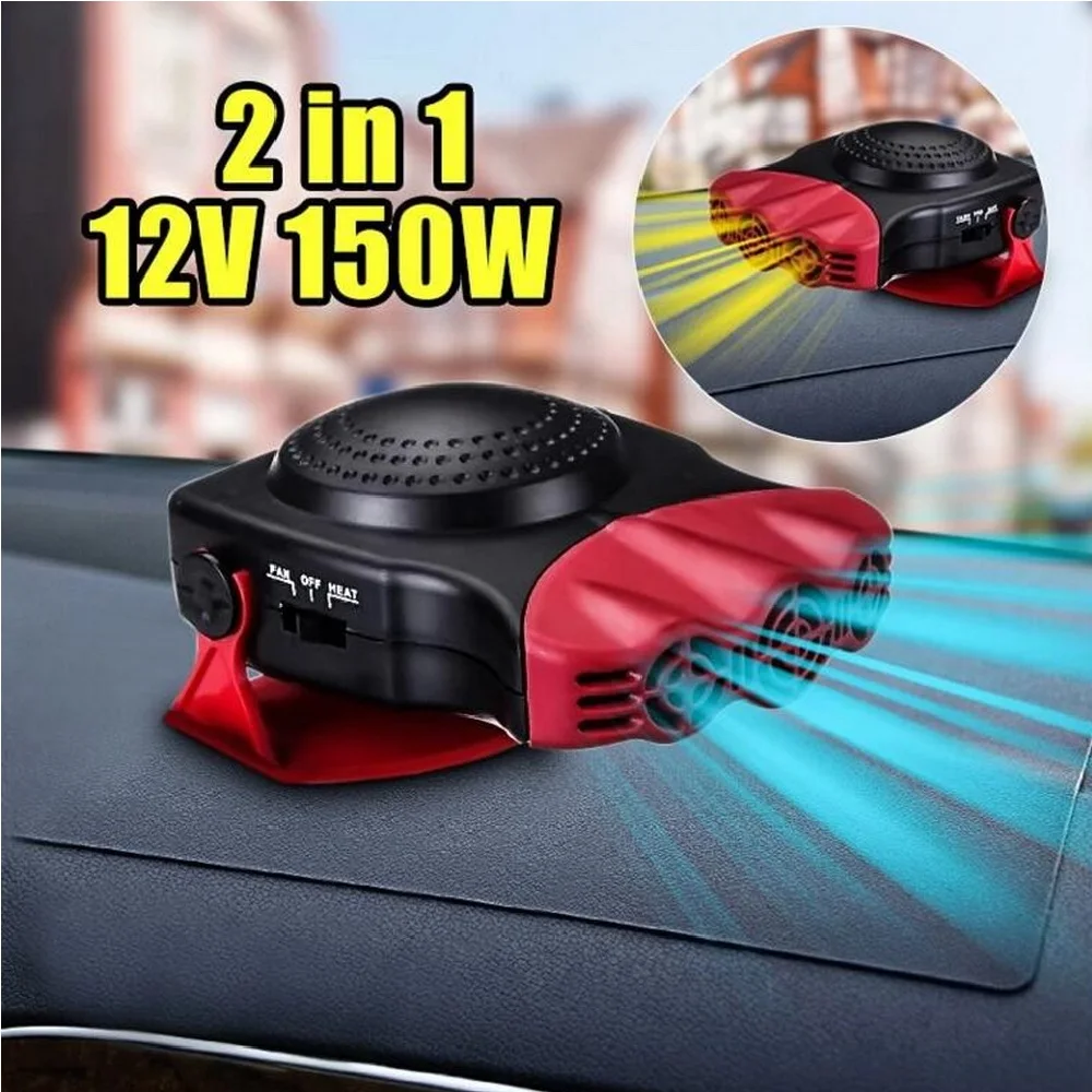 

Heating Cooling Fan Auto Car Heater Black & Red Portable ABS Windscreen Window Demister Defroster 12V 150W Accessories