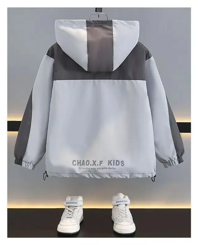Boy's Coat Spring And Autumn Clothing Children Medium And Large Children Casual Fashion PlanktonTrend Storm Jacket Loose Version