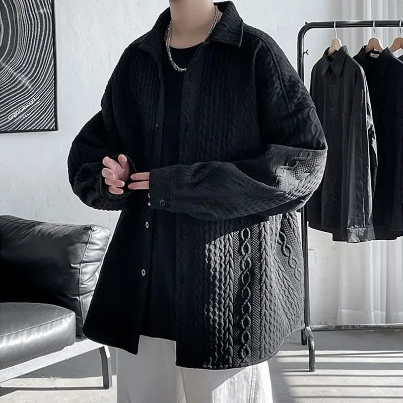 

Shirt men's long sleeved summer new loose Hong Kong Style Japanese high-end French suit with shirt coat underneath