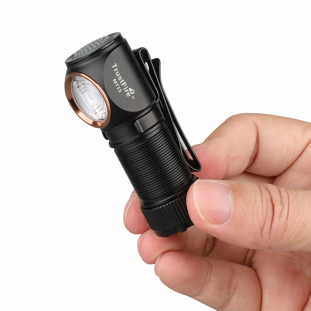 Trustfire-faros delanteros LED MT15 recargables por USB C, Mini linternas de ángulo 16340 EDC, óptica MVP con imán para pesca trasera, 1000LM