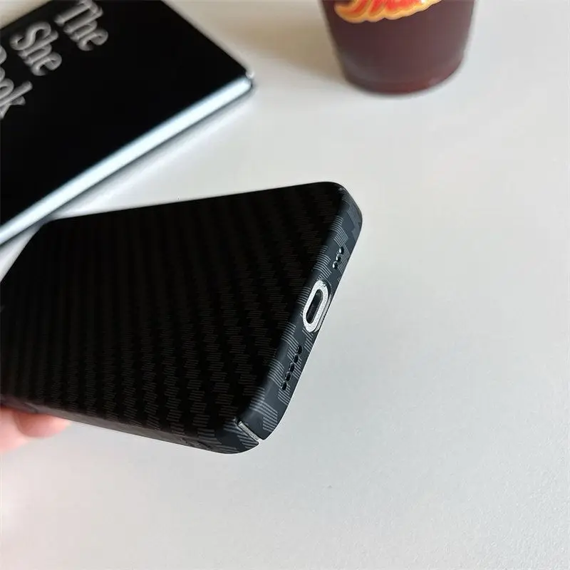 Stylish Carbon Fiber Textured Color-Blocked Drop-Proof Phone Case