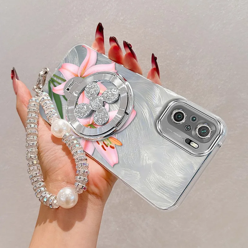 Pink Flowers Phone Case Set with Lanyard & Stand - 3 Piece Collection