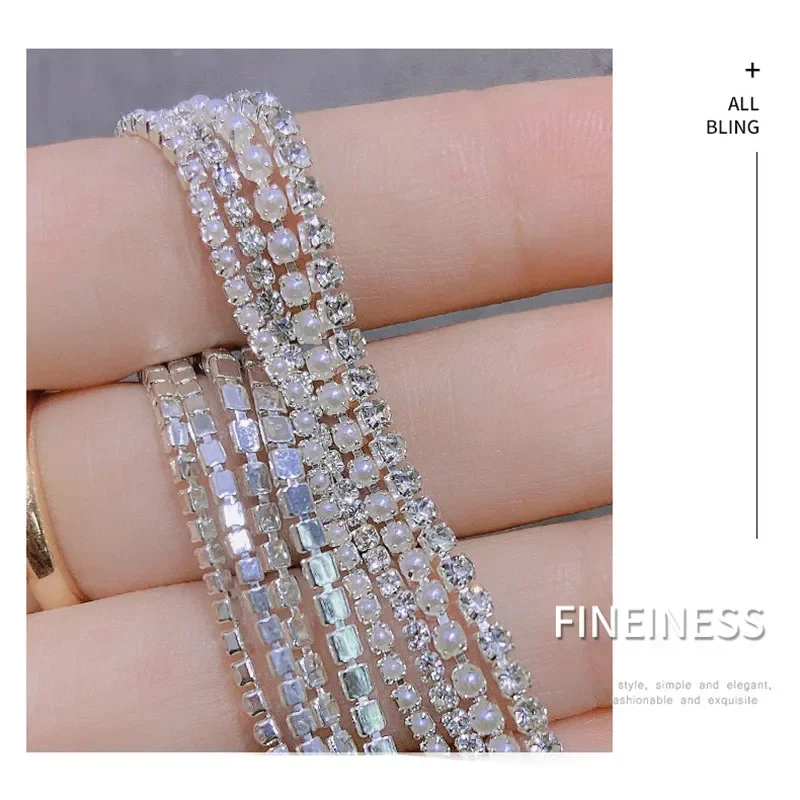 Chaîne à ongles avec breloques en perles 1,5 mm, or rose et argent, décorations artistiques, ongles en métal, pièces 3D à faire soi-même, strass, bijoux, accessoires de manucure_voghion.com