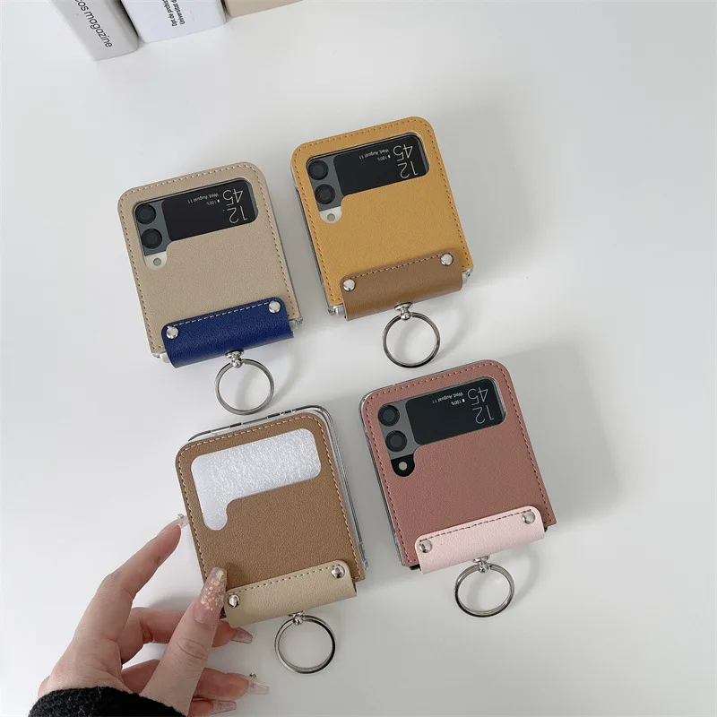 2022 Fashion Miss Ring case for Samsung Galaxy Z Flip 3 5G Fold business leather Cover Anti-knock PC Cases for Flip3 samsung z flip3 case