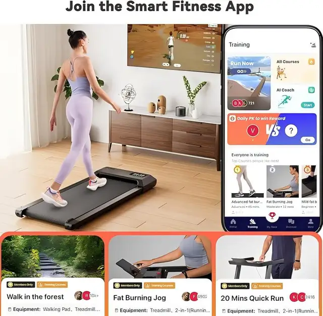 Superun  2-in-1 Home/Office 2.5 HP Walking Treadmill,mini Treadmills for Small Spaces with APP & Remote Control