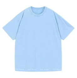 Vintage - Inspired Heavyweight Solid Color Oversized T - Shirt - Unisex Summer Streetwear - S (Sky blue)