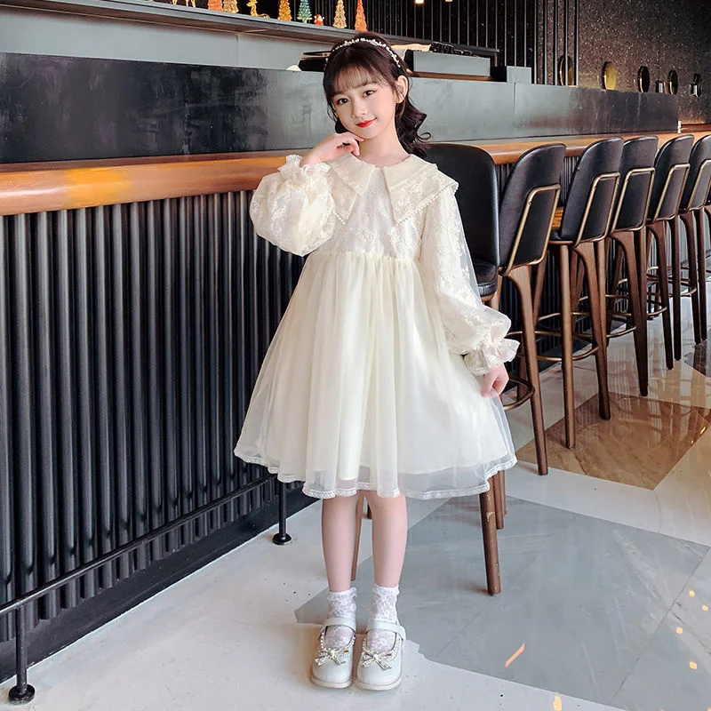 

Girl Dress Kids Skirts Spring Autumn Cotton 2022 Beige Flower Girl Dress Party Evening Gown Beach Outdoor Children Clothing
