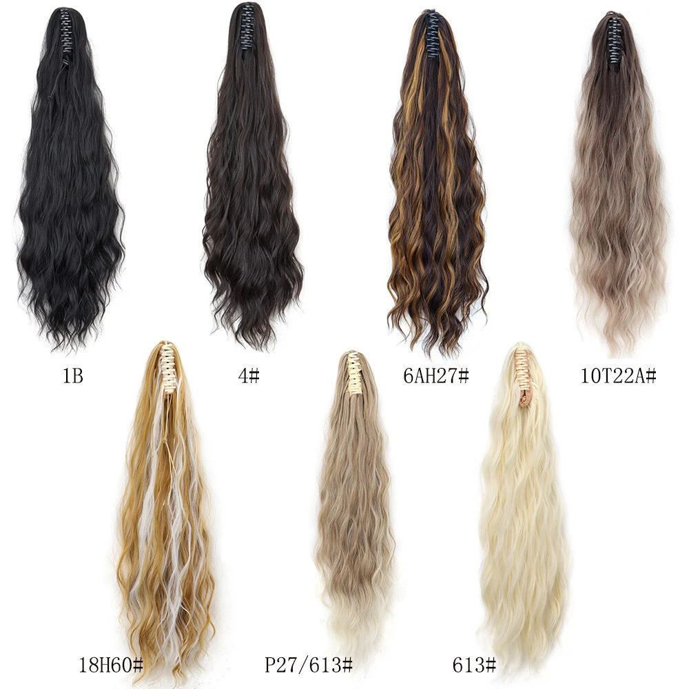 26Inch Synthetic  Long Wavy Curly Ponytail Claw Clip in Hair Extension Bouncy Curls  Hairpiece for Women Daily Use