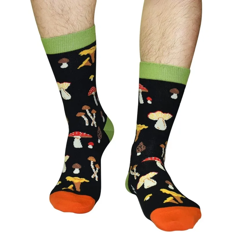 Skateboard Hip Hop Funny Happy Harajuku Mushroom Letter Printed Socks 1 Pair