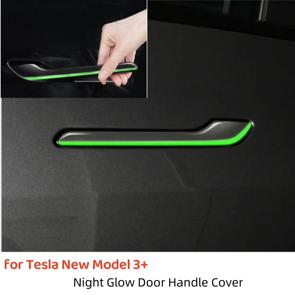 

For 2024 Tesla New Model 3 Highland 4Pcs/Set Luminous Car Door Handle Cover Glow Protector Sticker Wrap Trim Carbon Accessories