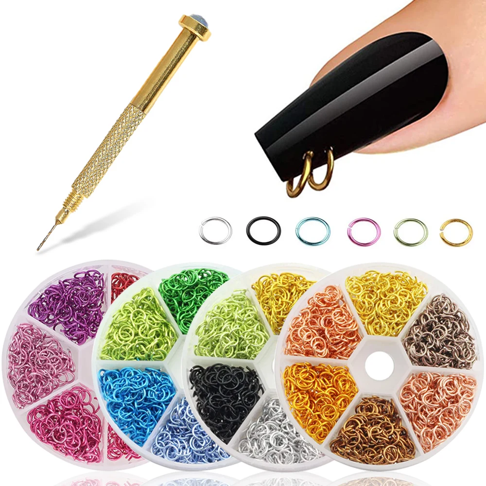 1 Box Colorful Metal Rivet Nail Decoration 6mm Piercing Rings Nail Drill  Tool Punk Design DIY Piercing Dangle Nail Charms UK7&UT - AliExpress