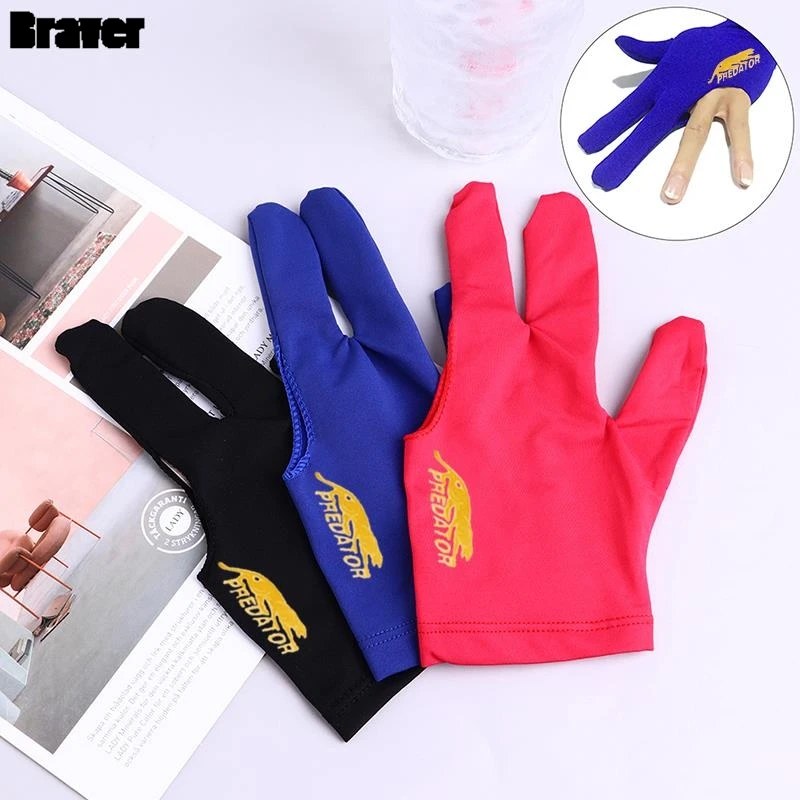 Three Fingers Full-Finger Snooker Pool Cue Billiard Glove for Left Hand Lycra